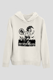 D.R.I Beyaz Unisex Kapüşonlu Sweatshirt