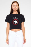 D.R.I Siyah Crop Top Tişört