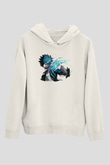 Dabi Baskılı Beyaz Unisex Hoodie
