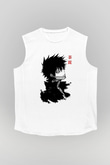 Dabi Baskılı Beyaz Unisex Kolsuz Tişört - Tshirt