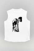 Dabi Baskılı Beyaz Unisex Kolsuz Tişört - Tshirt