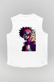 Dabi Baskılı Beyaz Unisex Kolsuz Tişört - Tshirt