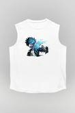 Dabi Baskılı Beyaz Unisex Kolsuz Tişört - Tshirt