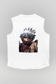Dabi Baskılı Beyaz Unisex Kolsuz Tişört - Tshirt