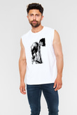 Dabi Baskılı Beyaz Unisex Kolsuz Tişört - Tshirt