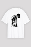 Dabi Baskılı Beyaz Unisex Oversize Tişört - Tshirt