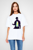 Dabi Baskılı Beyaz Unisex Oversize Tişört - Tshirt