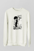 Dabi Baskılı Beyaz Unisex Sweatshirt