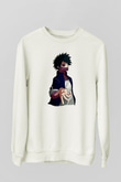 Dabi Baskılı Beyaz Unisex Sweatshirt