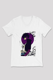 Dabi Baskılı Beyaz Unisex V Yaka Tişört - Tshirt
