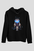 Dabi Baskılı Unisex Siyah Hoodie