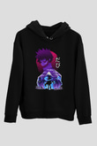 Dabi Baskılı Unisex Siyah Hoodie