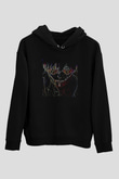 Dabi Baskılı Unisex Siyah Hoodie
