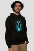 Dabi Baskılı Unisex Siyah Hoodie
