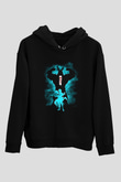 Dabi Baskılı Unisex Siyah Hoodie