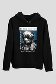 Dabi Baskılı Unisex Siyah Hoodie