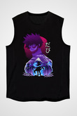 Dabi Baskılı Unisex Siyah Kolsuz Tişört - Tshirt
