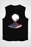 Dabi Baskılı Unisex Siyah Kolsuz Tişört - Tshirt