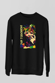 Dabi Baskılı Unisex Siyah Sweatshirt