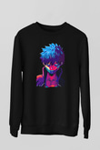 Dabi Baskılı Unisex Siyah Sweatshirt
