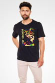 Dabi Baskılı Unisex Siyah Tişört - Tshirt