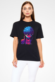 Dabi Baskılı Unisex Siyah Tişört - Tshirt