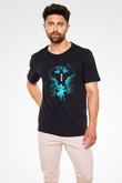 Dabi Baskılı Unisex Siyah Tişört - Tshirt