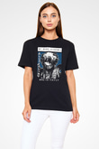 Dabi Baskılı Unisex Siyah Tişört - Tshirt