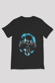 Dabi Baskılı Unisex Siyah V Yaka Tişört - Tshirt