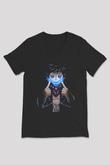 Dabi Baskılı Unisex Siyah V Yaka Tişört - Tshirt