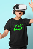 Daft Punk Baskılı Siyah Unisex Çocuk Tişört