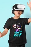 Daft Punk Baskılı Siyah Unisex Çocuk Tişört