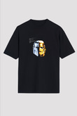 Daft Punk Baskılı Unisex Oversize Siyah Tişört