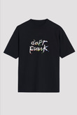 Daft Punk Baskılı Unisex Oversize Siyah Tişört
