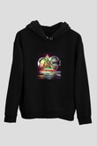 Daft Punk Baskılı Unisex Siyah Hoodie