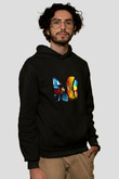 Daft Punk Baskılı Unisex Siyah Hoodie