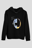 Daft Punk Baskılı Unisex Siyah Hoodie