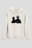 Daft Punk Beyaz Unisex Kapüşonlu Sweatshirt