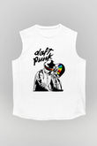 Daft Punk Beyaz Unisex Kolsuz Tişört