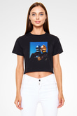 Daft Punk Siyah Crop Top Tişört