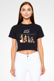 Daft Punk Siyah Crop Top Tişört