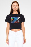 Daft Punk Siyah Crop Top Tişört