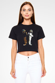 Daft Punk Siyah  Crop Top Tişört