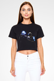 Daft Punk Siyah Crop Top Tişört