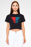 Daft Punk Siyah Crop Top Tişört