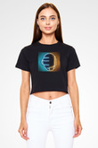 Daft Punk Siyah  Crop Top Tişört