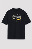 Daft Punk Siyah Unisex Oversize Tişört T-Shirt