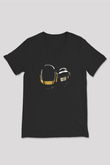Daft Punk Siyah Unisex V Yaka Tişört
