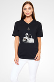 Daft Punk Siyah Unisex V Yaka Tişört