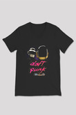 Daft Punk Siyah Unisex V Yaka Tişört